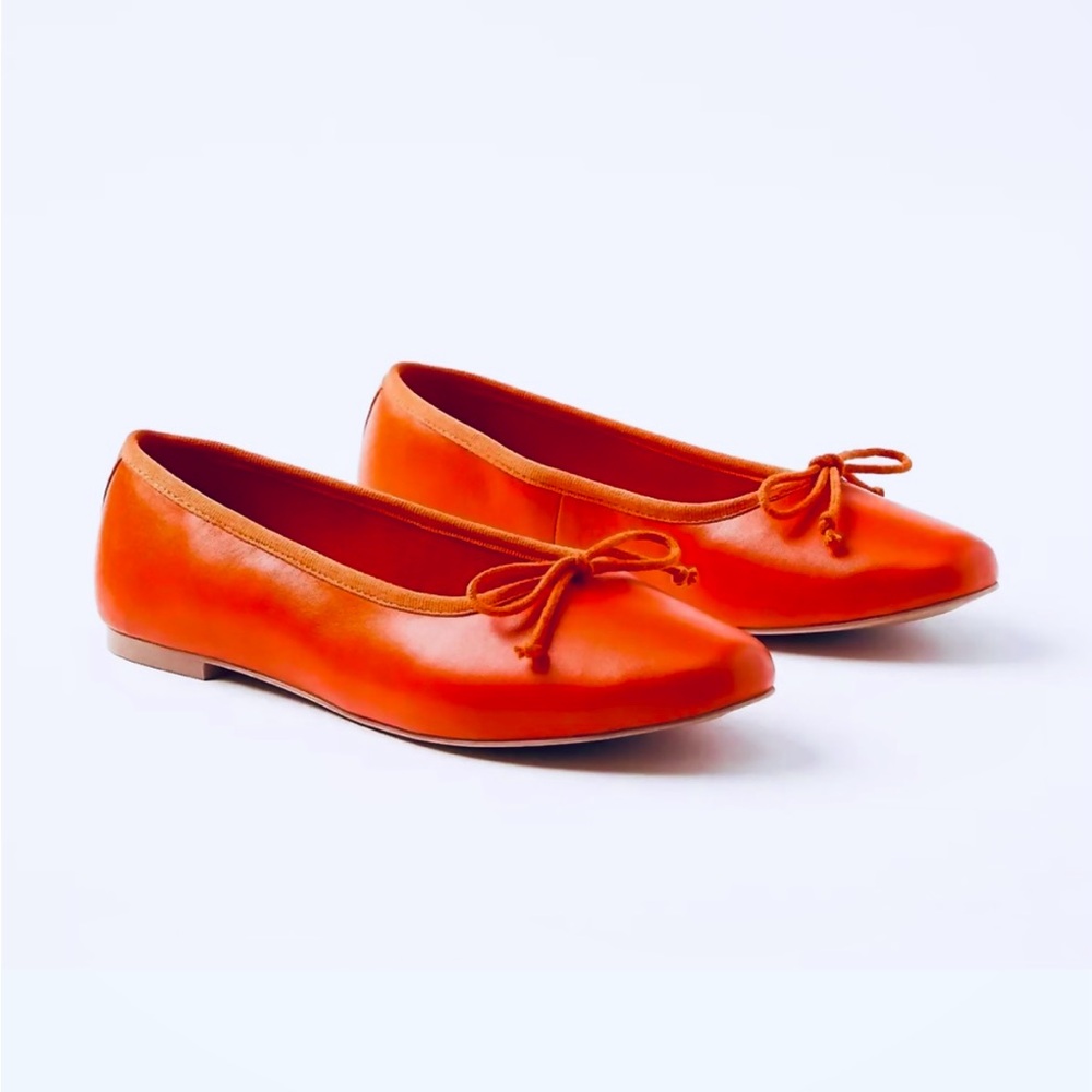LOFT Red Leather Ballet Flats
